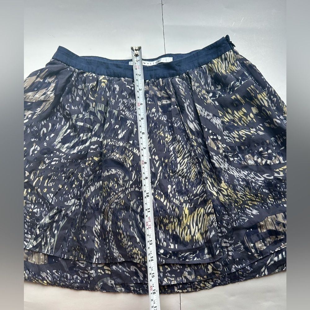 Walter silk Blue  Short Skirt Size 2 Print Skater Skirt - Picture 2 of 6